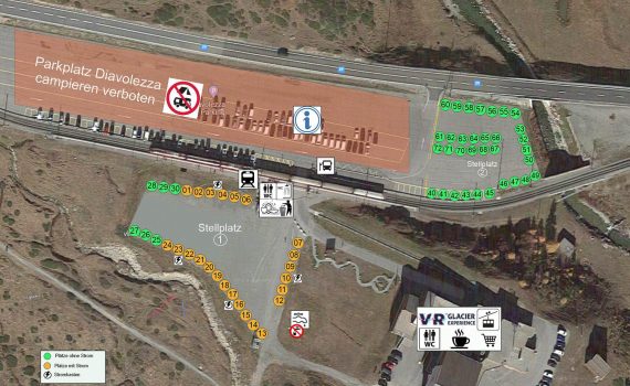 Vogelperspektive mit Platznummern-Aufteilung der Standplätze Divaolezza I und II