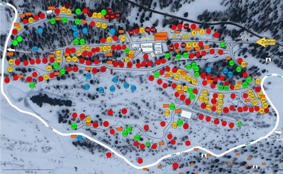 Der Orientierungsplan mit den Platznummern im Winter